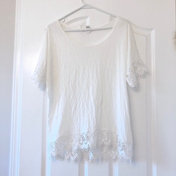NEW White Top with Lace - Picture 2 of 4